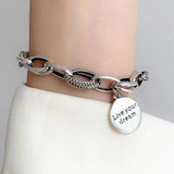 925 Sterling Silver Love Pendant Bracelet Retro Thai Silver Chain