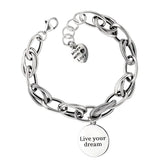 925 Sterling Silver Love Pendant Bracelet Retro Thai Silver Chain