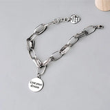 925 Sterling Silver Love Pendant Bracelet Retro Thai Silver Chain