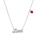 925 Silver LOVE Necklace Red Heart Crystals Austria Women Jewelry