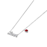 925 Silver LOVE Necklace Red Heart Crystals Austria Women Jewelry