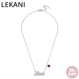 925 Silver LOVE Necklace Red Heart Crystals Austria Women Jewelry