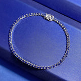 925 Silver Gemstone Tennis Chain Bracelet High Carbon Diamonds Fine Jewelry