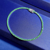 925 Silver Gemstone Tennis Chain Bracelet High Carbon Diamonds Fine Jewelry