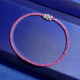 925 Silver Gemstone Tennis Chain Bracelet High Carbon Diamonds Fine Jewelry