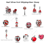 925 Sterling Silver Lantern Charms Heart Beads Bracelet Fish Pendants