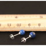 925 Sterling Silver Lapis Lazuli Stud Earrings Vintage Femme Gift