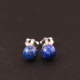 925 Sterling Silver Lapis Lazuli Stud Earrings Vintage Femme Gift