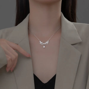 925 Sterling Silver Leaf Teardrop Pendant Necklace Dainty Necklaces