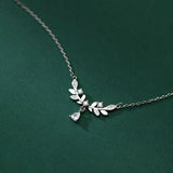 925 Sterling Silver Leaf Teardrop Pendant Necklace Dainty Necklaces