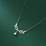 925 Sterling Silver Leaf Teardrop Pendant Necklace Dainty Necklaces