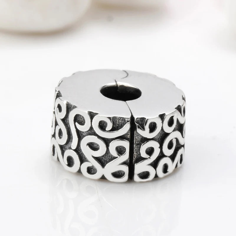 925 Sterling Silver Letter S Clip Lock Charm Bead