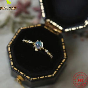 925 Silver Moonstone Ring Women 20k Plating Ins Jewelry