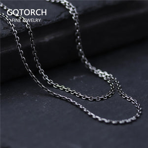 925 Silver Link Chain Necklace 2mm Retro Thai Silver Cross Chain
