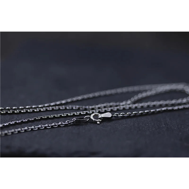 925 Silver Link Chain Necklace 2mm Retro Thai Silver Cross Chain