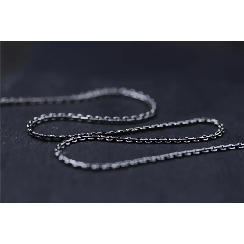 925 Silver Link Chain Necklace 2mm Retro Thai Silver Cross Chain