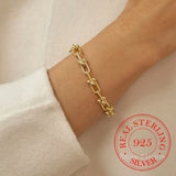 925 Silver Lock Chain Bracelet Vintage Adjustable Party Jewelry