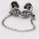 925 Sterling Silver CZ Safety Chain Beads for Charm Bracelets
