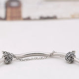 925 Sterling Silver CZ Safety Chain Beads for Charm Bracelets