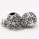 925 Sterling Silver CZ Safety Chain Beads for Charm Bracelets