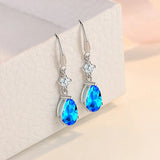 925 Silver Tassel Crystal Oval Drop Earring Wedding Party