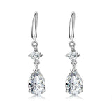 925 Silver Tassel Crystal Oval Drop Earring Wedding Party
