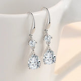 925 Silver Tassel Crystal Oval Drop Earring Wedding Party