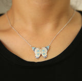 925 Silver Zircon Butterfly Pendant Necklace