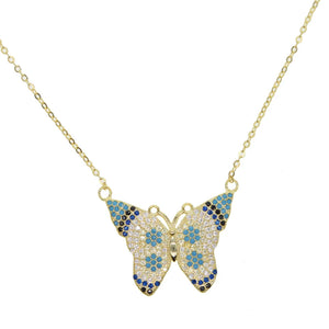 925 Silver Zircon Butterfly Pendant Necklace