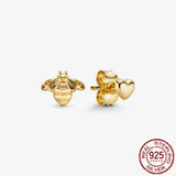 925 Sterling Silver Love And Bee Earrings Zircon Jewelry