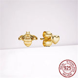 925 Sterling Silver Love And Bee Earrings Zircon Jewelry