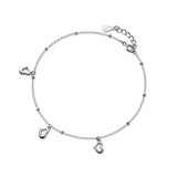 925 Sterling Silver Heart Ankle Bracelet Ball Beads Anklet Foot Chain for Women