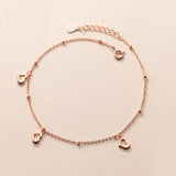 925 Sterling Silver Heart Ankle Bracelet Ball Beads Anklet Foot Chain for Women