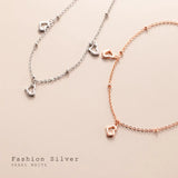 925 Sterling Silver Heart Ankle Bracelet Ball Beads Anklet Foot Chain for Women