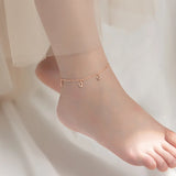 925 Sterling Silver Heart Ankle Bracelet Ball Beads Anklet Foot Chain for Women
