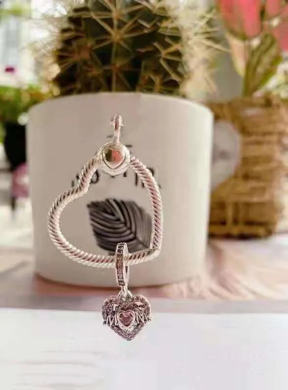 925 Sterling Silver Love Heart Pan Necklace for DIY Jewelry