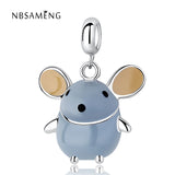 925 Sterling Silver Mouse Bead Rat Pendant Charm for Bracelets - Gift Jewelry