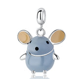 925 Sterling Silver Mouse Bead Rat Pendant Charm for Bracelets - Gift Jewelry
