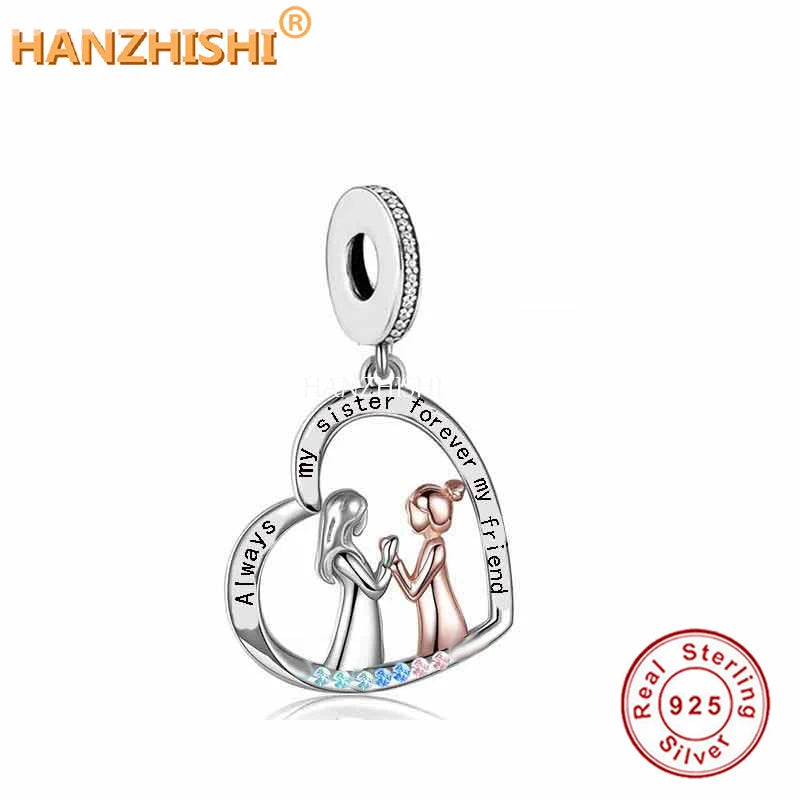 925 Sterling Silver Loving Sister Heart Pendant Necklace