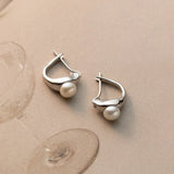 925 Silver Arc Pearl Clip Earrings for Women Birthday