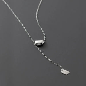 925 Silver Lucky Bean Pendant Choker Lariat Necklace Tassel Sweater