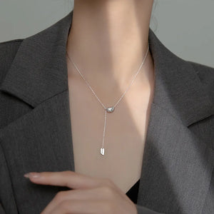 925 Silver Lucky Bean Pendant Choker Lariat Necklace Tassel Sweater