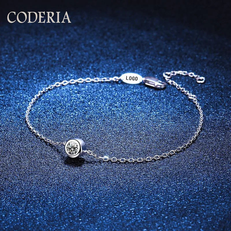 925 Silver Lucky Bubble Bracelet with 0.3ct Moissanite