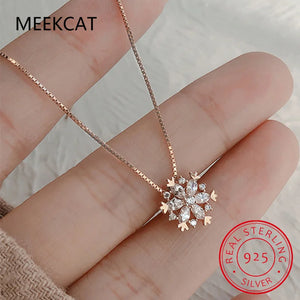 925 Silver Snowflake Pendant Necklace for Women Christmas YGN51