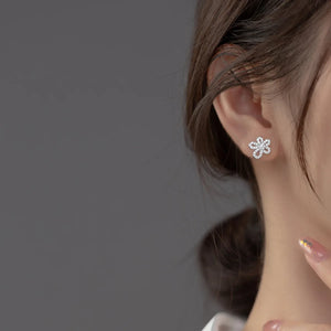 925 Sterling Silver Zircon Flower Stud Earrings for Women Girls