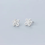 925 Sterling Silver Zircon Flower Stud Earrings for Women Girls