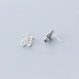 925 Sterling Silver Zircon Flower Stud Earrings for Women Girls