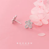 925 Sterling Silver Zircon Flower Stud Earrings for Women Girls