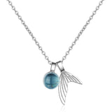 925 Silver Mermaid Tail Charm Necklace Crystal Choker Collar