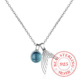 925 Silver Mermaid Tail Charm Necklace Crystal Choker Collar